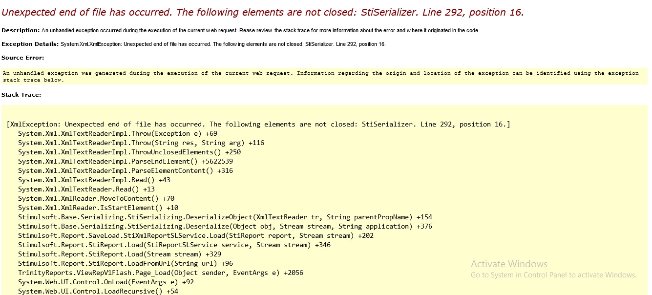 Error Snapshot