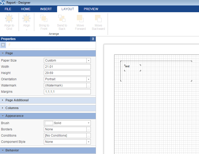Layout mode