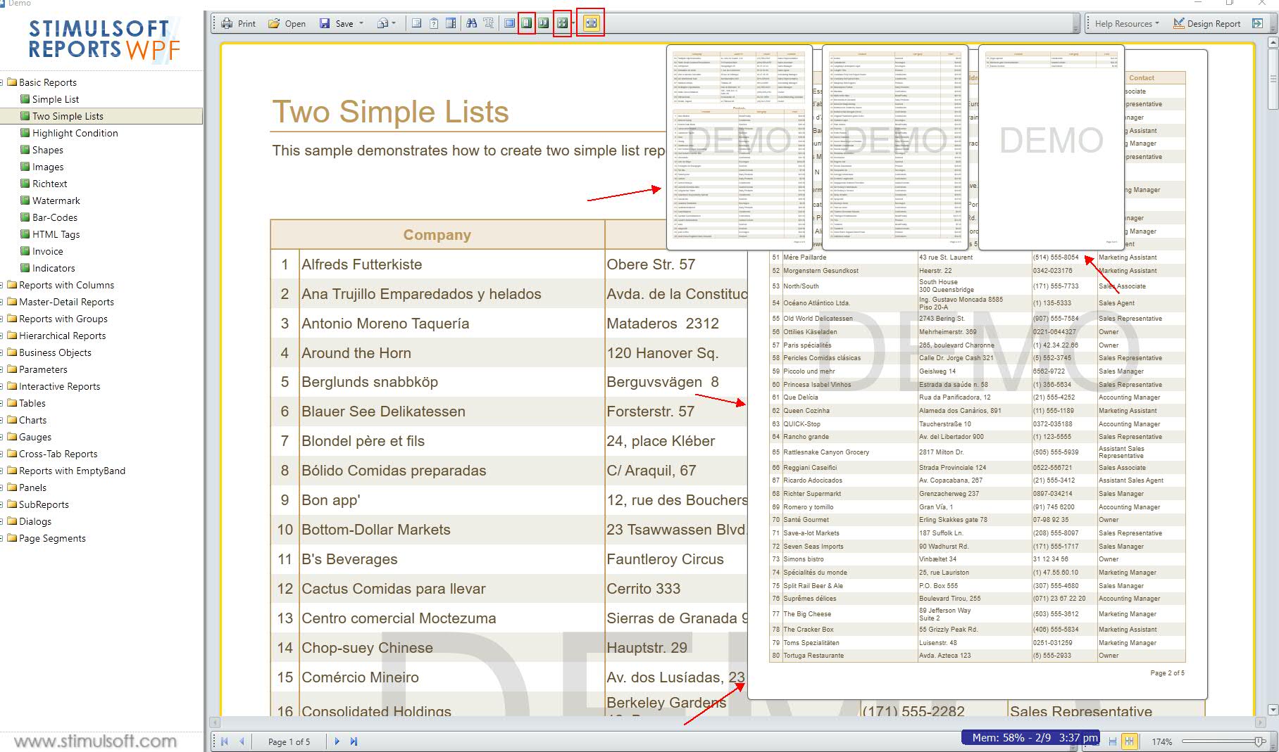 Click 'One page' then 'Multiple page' few times and preview is messed up