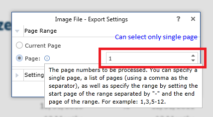 Image Export Option