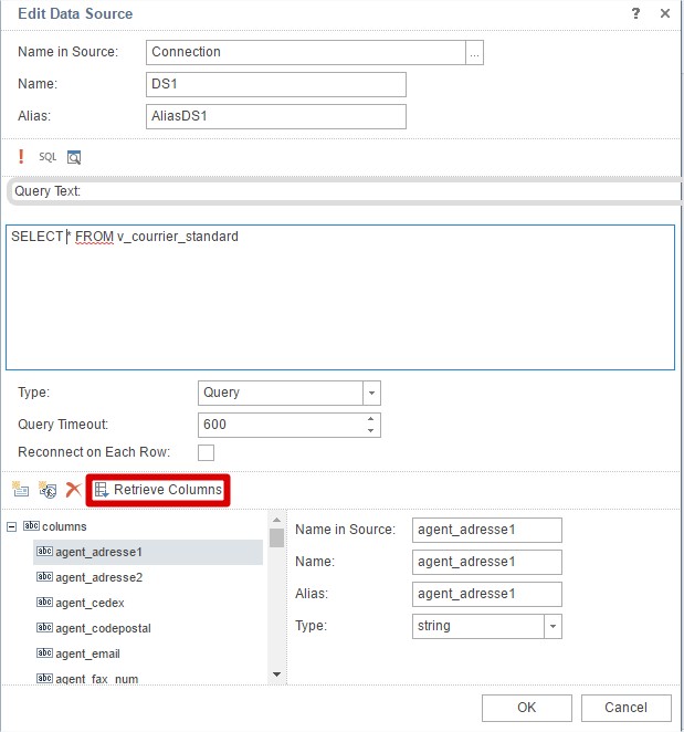 button &quot;retrieve columns&quot;
