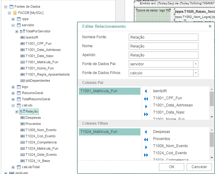 Relation between the data sources.