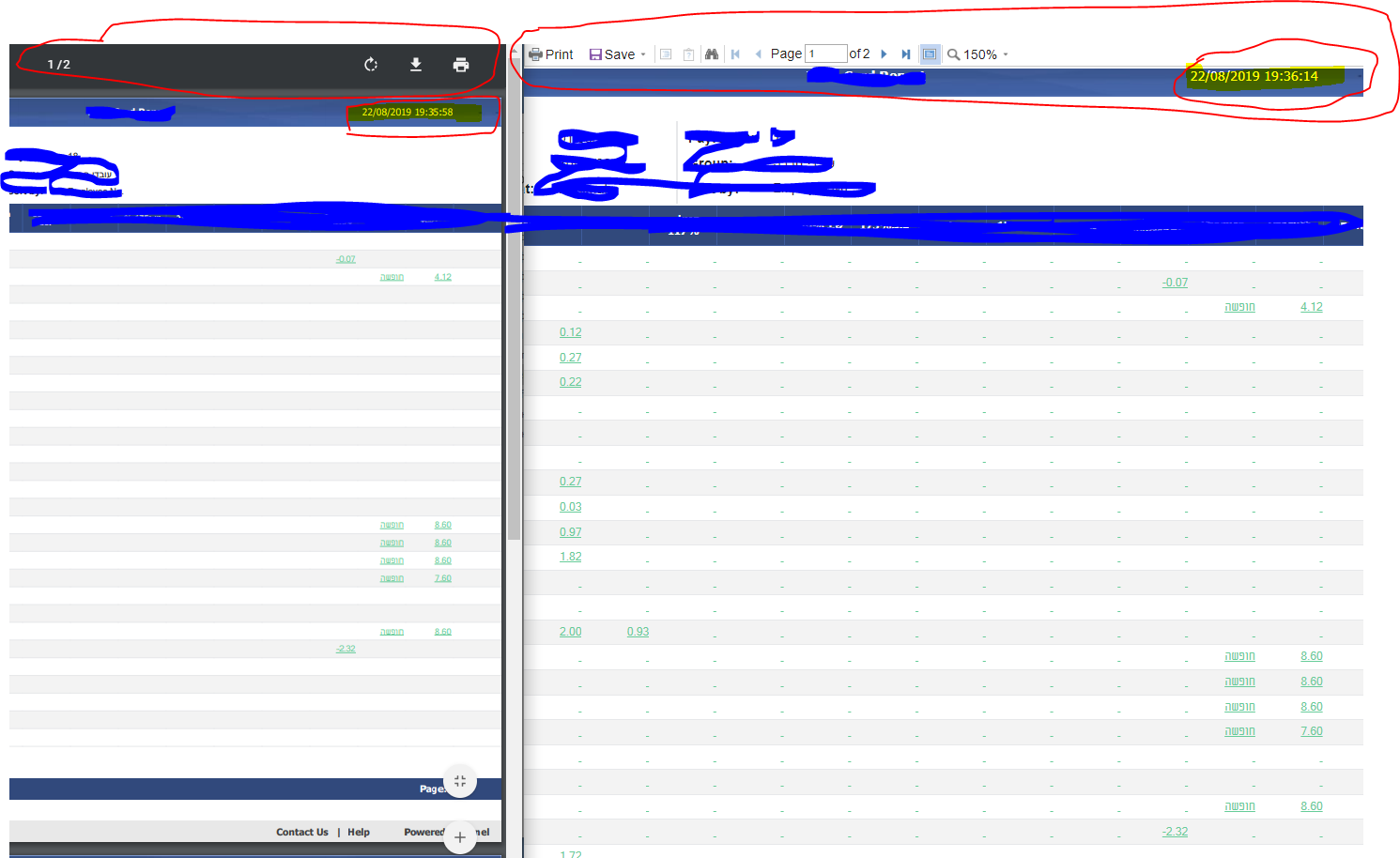 the result in html (left) and in pdf (right)