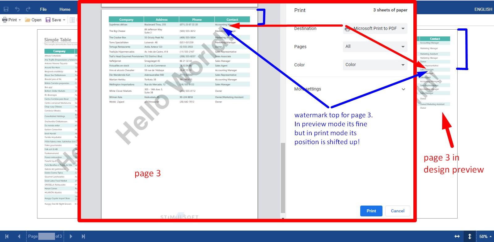 preview of print mode