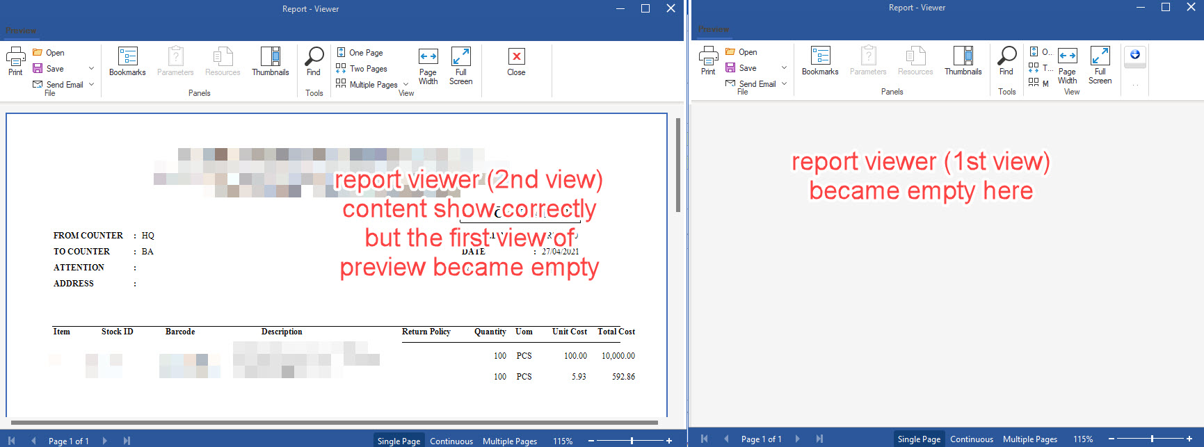ShowWithRibbonGUI - Report - Viewer - Previous Report Viewer became empty.jpg