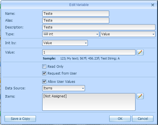 Picture of the variable created