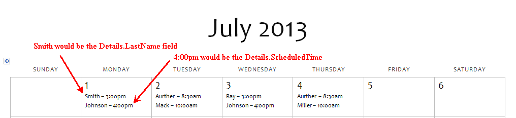 Would this have a group on the day portion of the Details.ScheduledTime field?