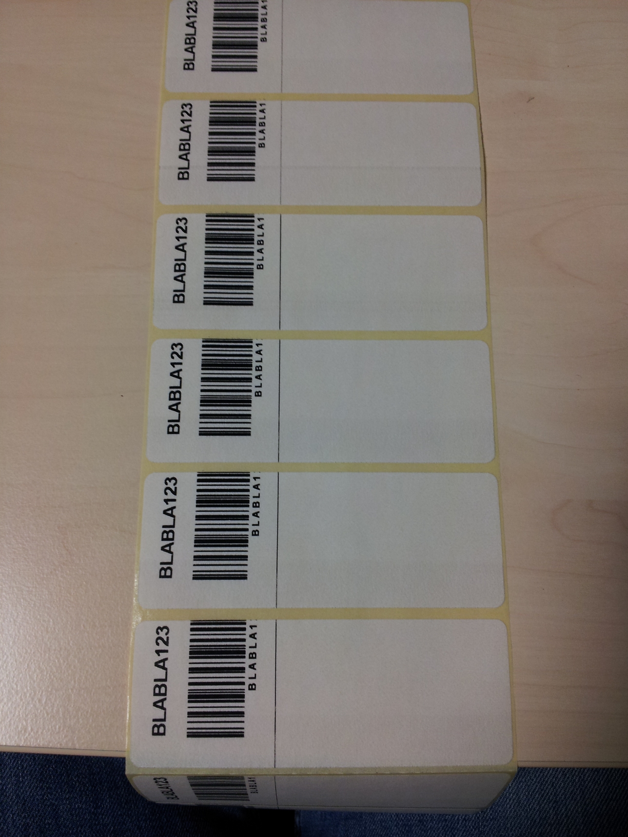 Labels that were printed with specifications you gave