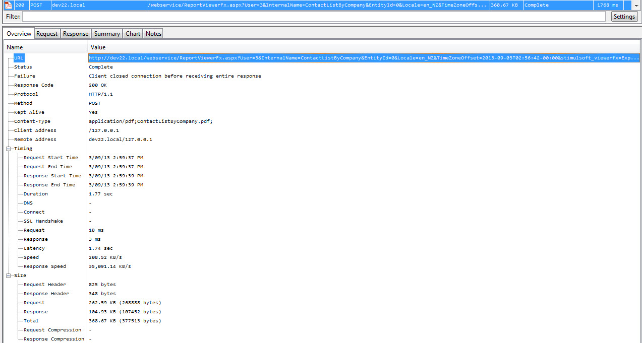 Screenshot from Charles