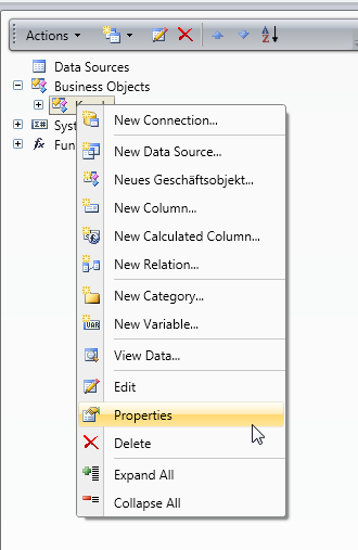 Context-Menu in the DataDictionary.