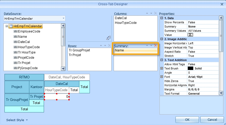 Cross-Tab Designer