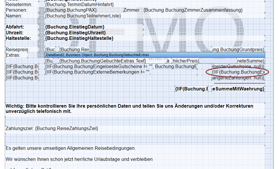 a screenshot of the report in the designer showing the component that seems to create the problem