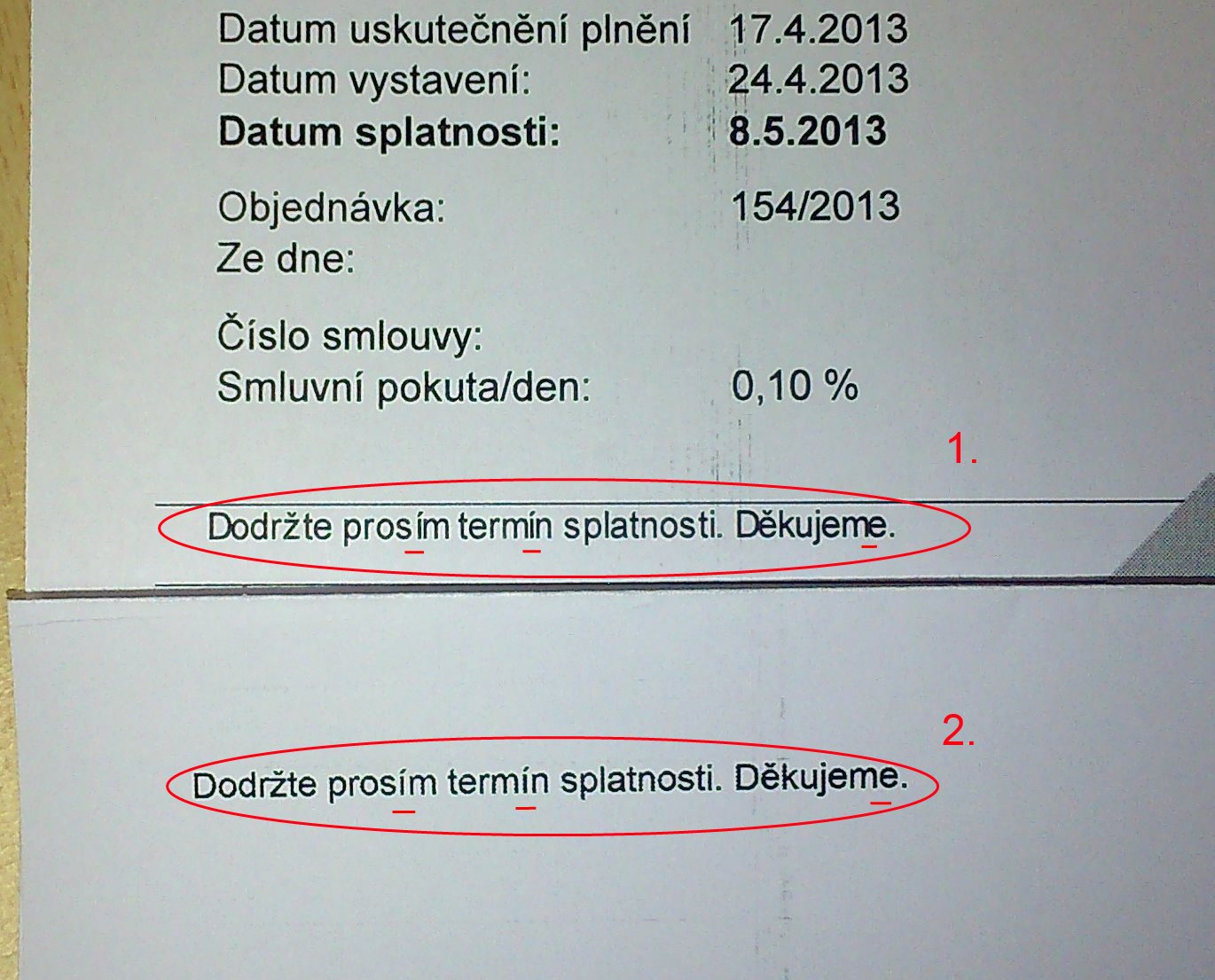 photo of results (printed pages)