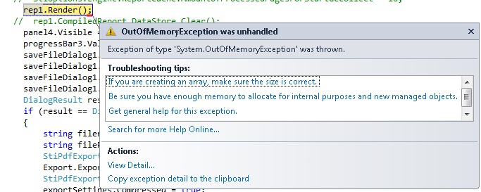 Out Of Memory Exception Issue