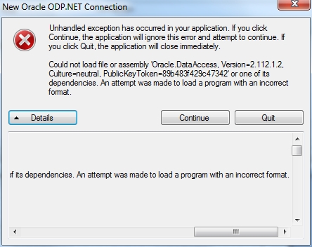 The Oracle Dataaccess Client Is Not Installed