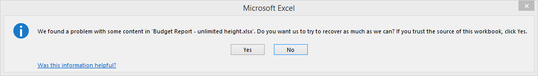 When opening the exported report