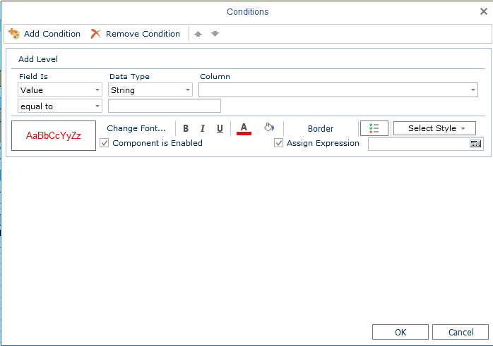 Conditions screen