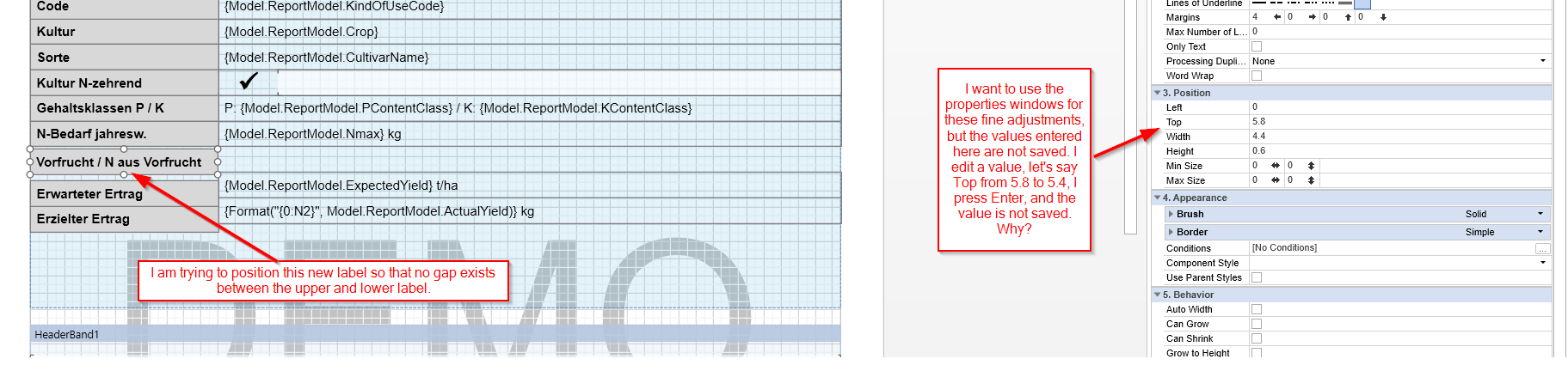 Screenshot of the report that I need to change.